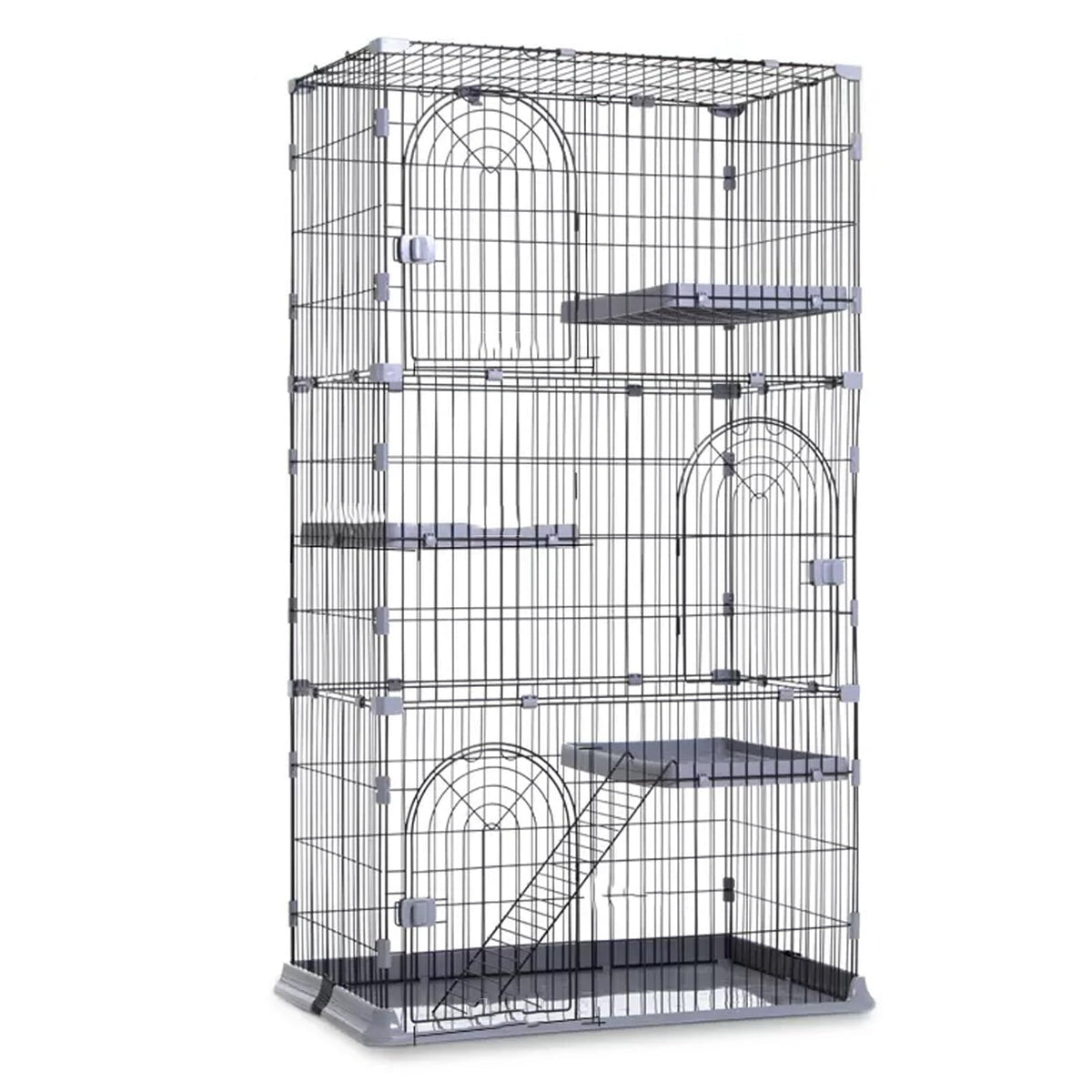3/4-Tier Wire Cat Cage Playpen Kennel with Hammock F9380