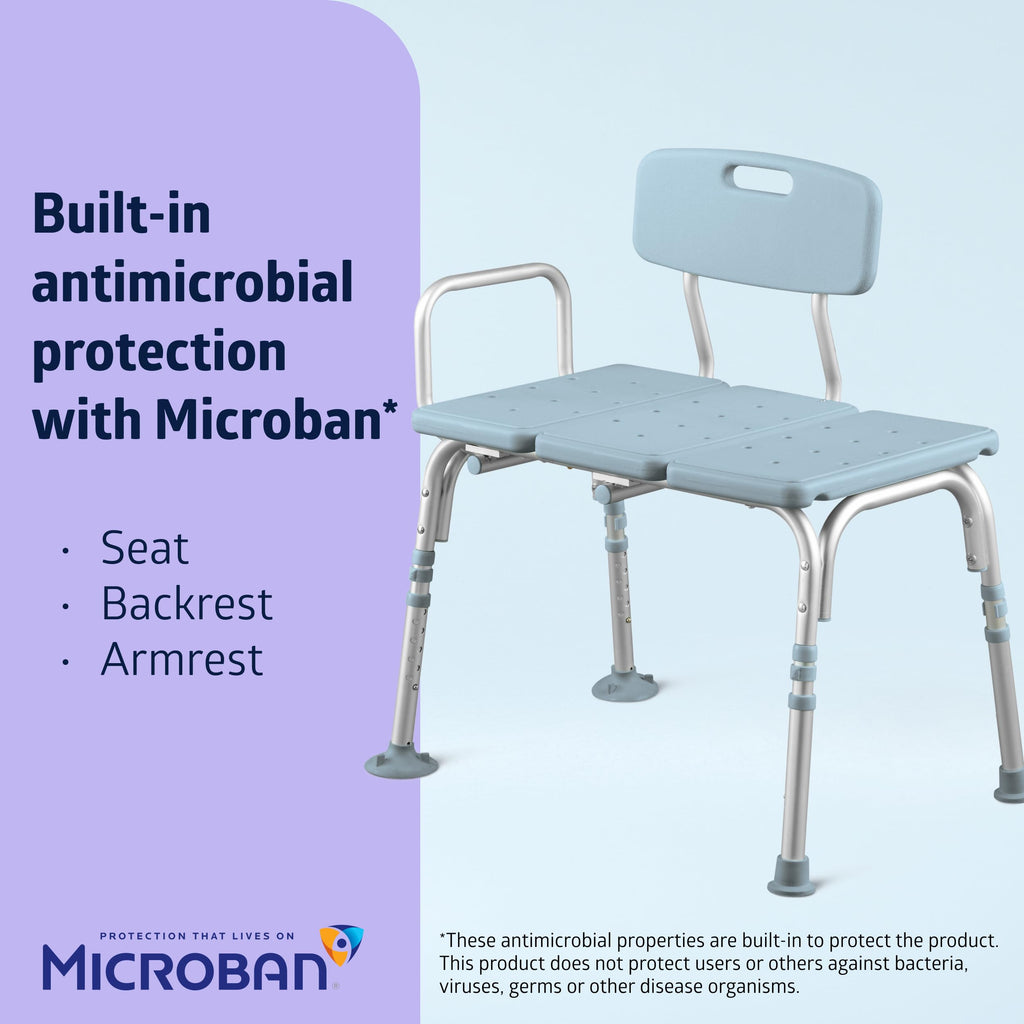 Light Blue Adjustable Tub Transfer Bench and Shower Chair 350 lb. Weight Capacity I225495