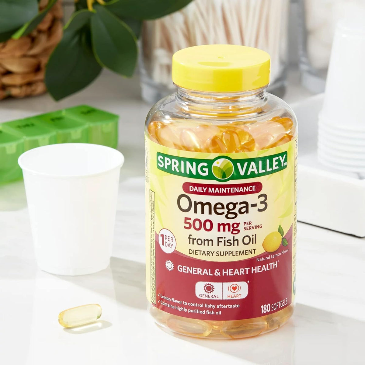 Omega-3 500 mg 180 Count Fish Oil Dietary Supplements J50772