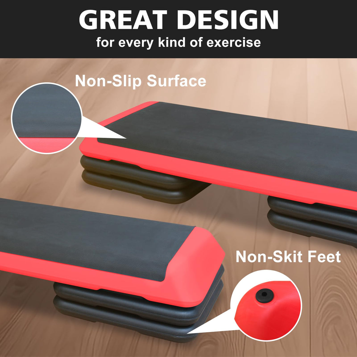 43'' Adjustable Aerobic Exercise Step Platform with 4 Stackable Risers H459