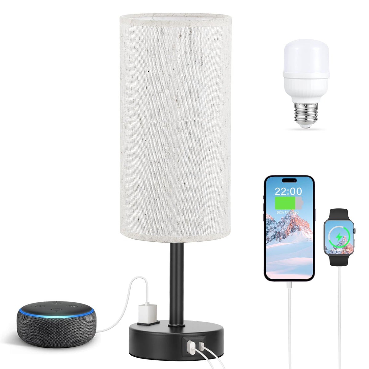 Turquoise Dimmable Touch Bedside Table Lamp H650