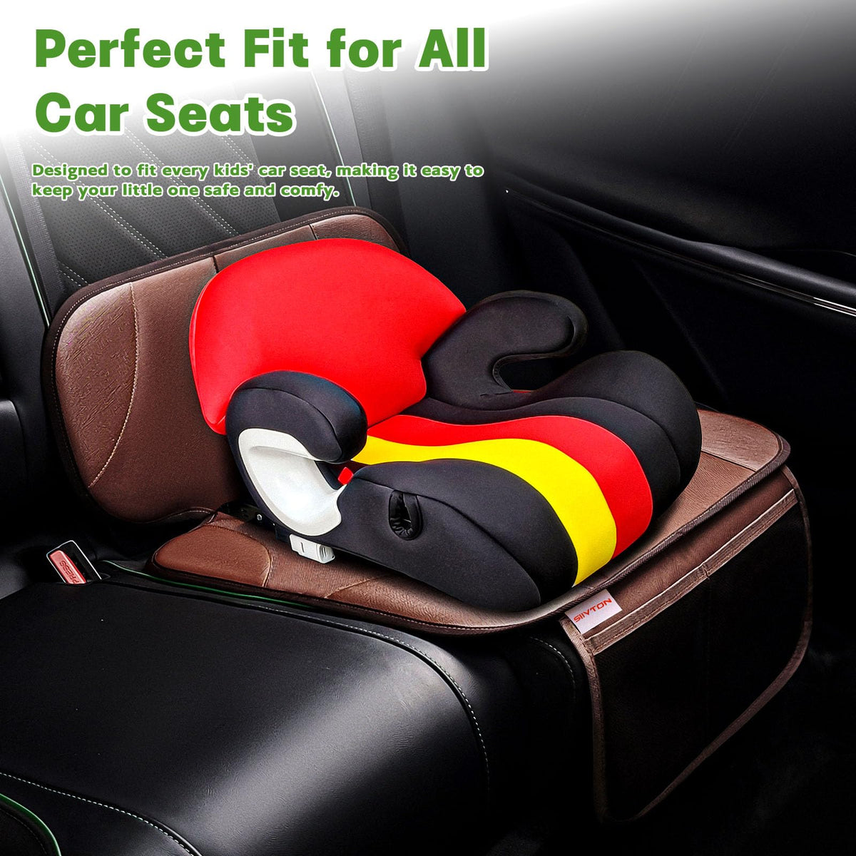 Car Seat Protector with 2 Storage Pockets, Black Y58518
