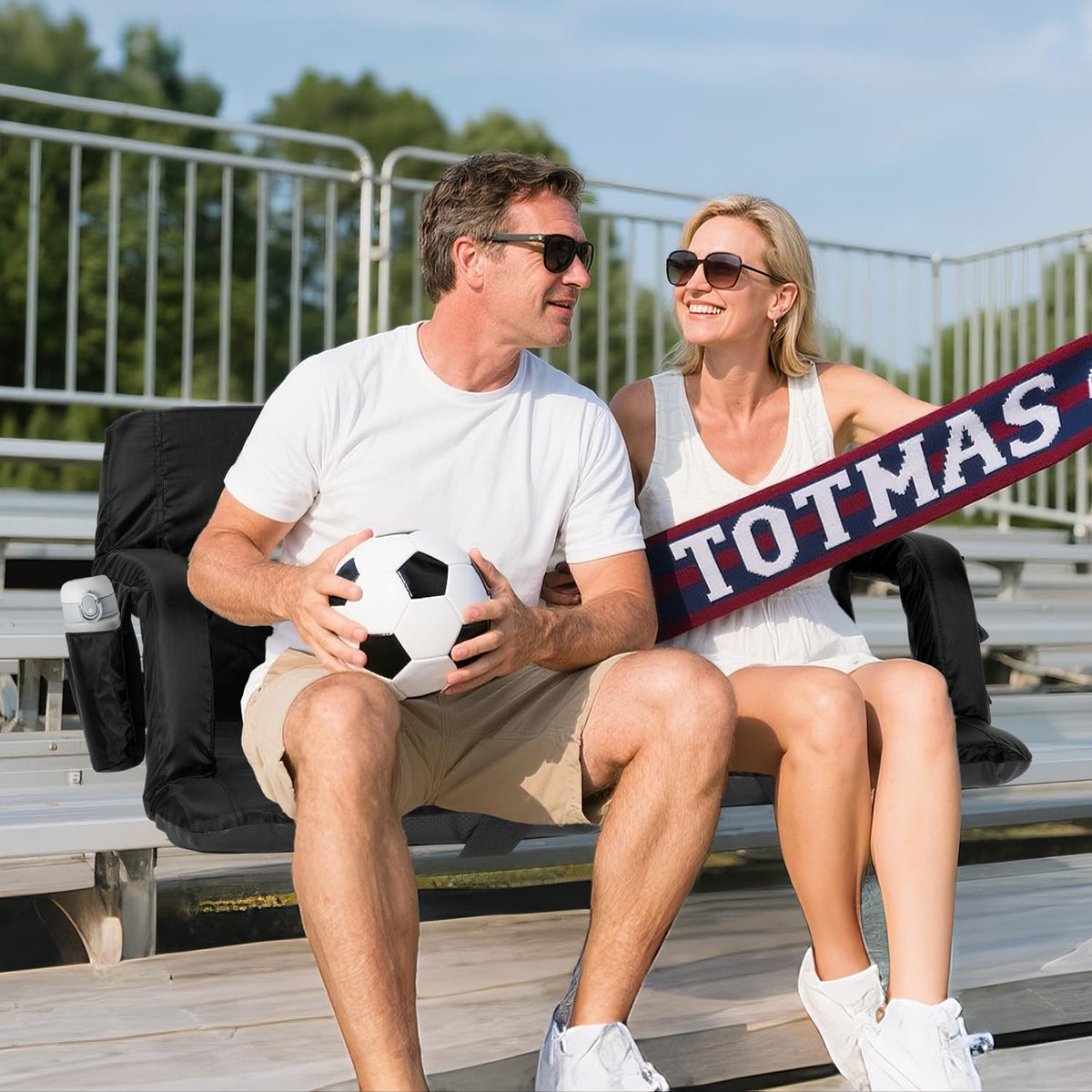 Stadium Seats with Back Support 2.5'' Thick Cushion 6 Adjustable Angle Bleacher Seat with Armrest W154