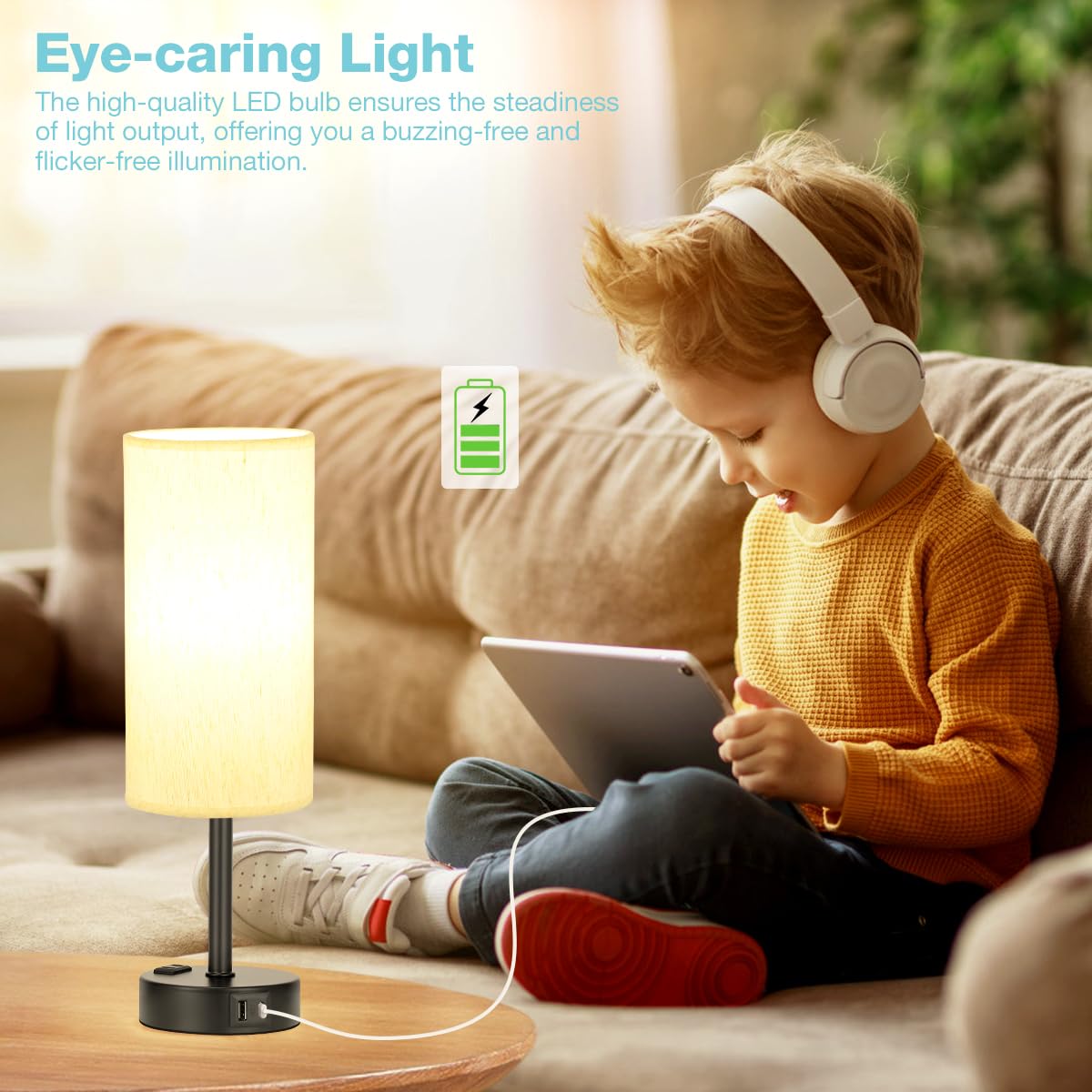 Turquoise Dimmable Touch Bedside Table Lamp H650