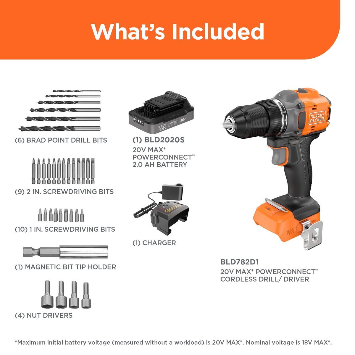 20V MAX Cordless Brushless Drill Driver with 30 Pc. Drill Bit Set M480