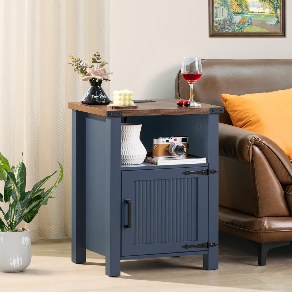 Dark Blue 18-Inch Fluted Nightstand Set of 2 G91856