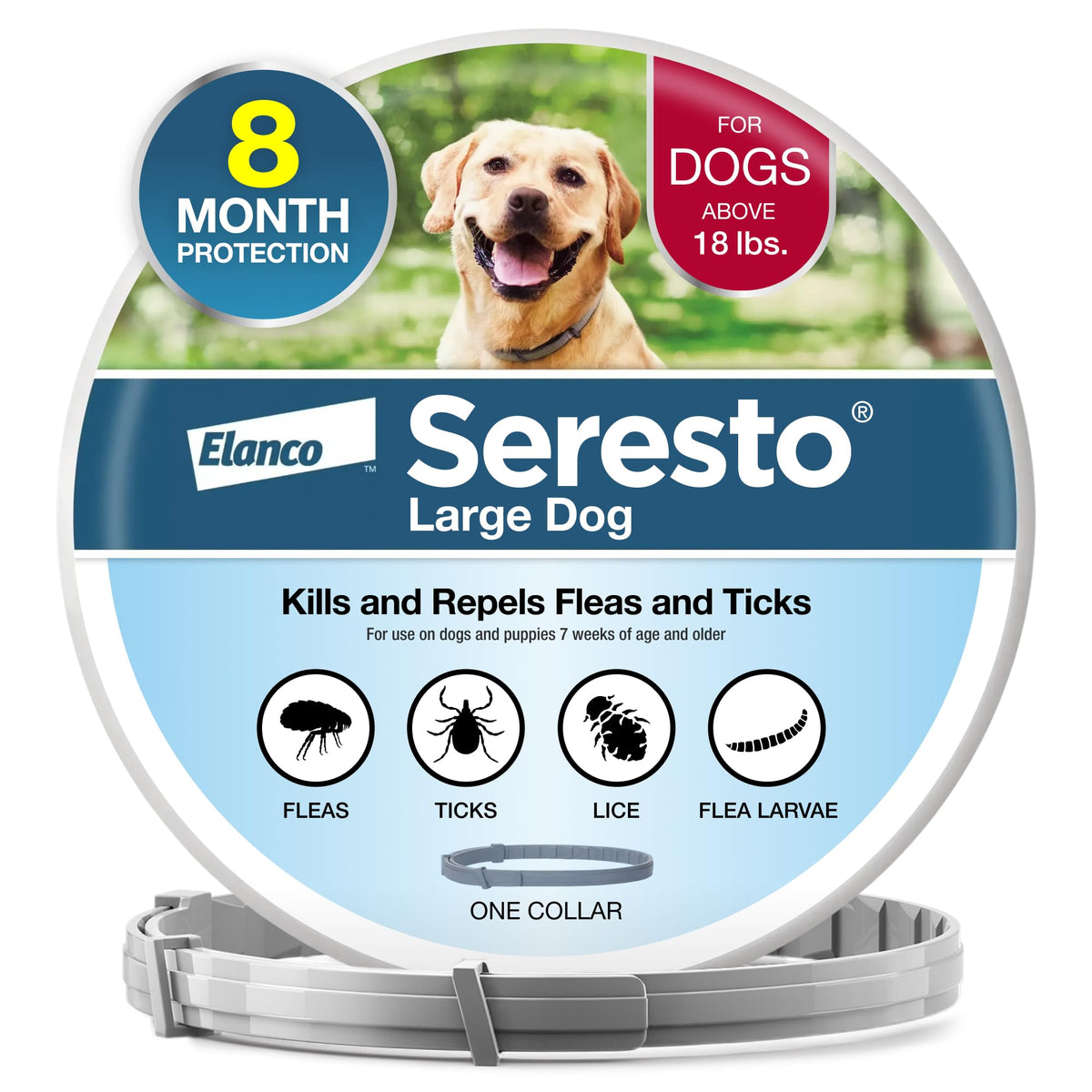 8-Month Flea & Tick Collar for Large Dogs Over 18 lbs F4111