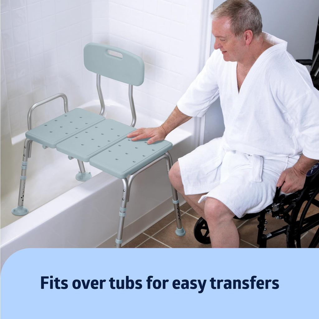 Light Blue Adjustable Tub Transfer Bench and Shower Chair 350 lb. Weight Capacity I225495