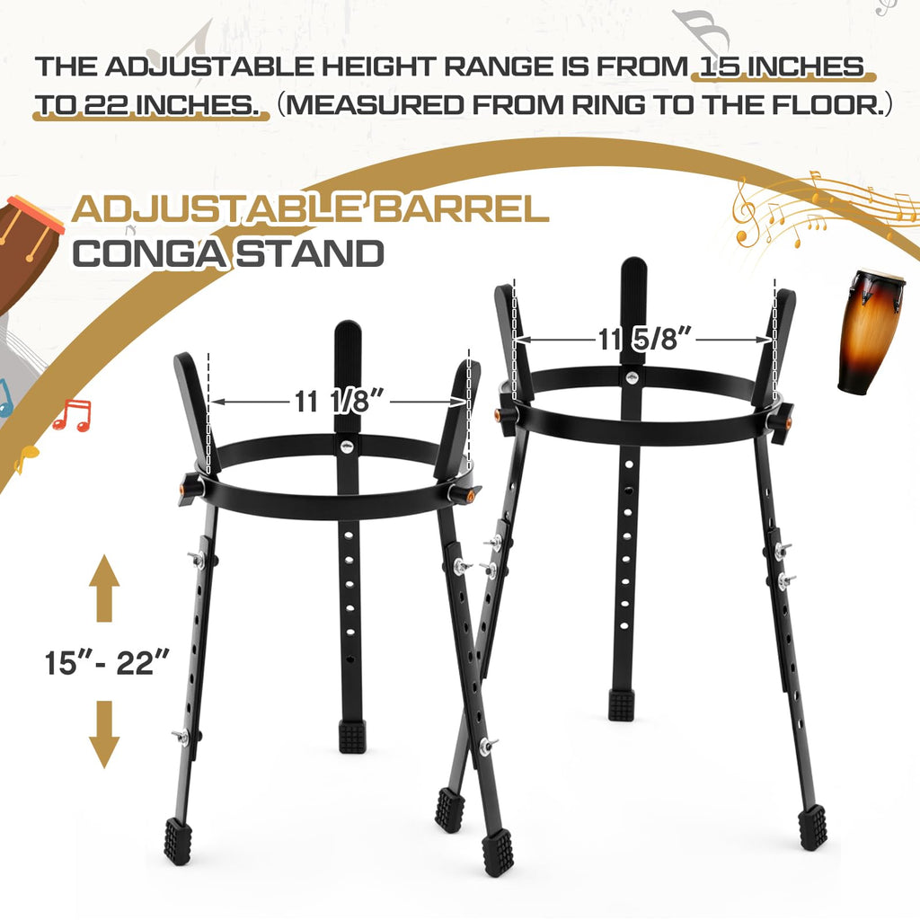 2 Pcs Black Adjustable Conga Drum Stand H758