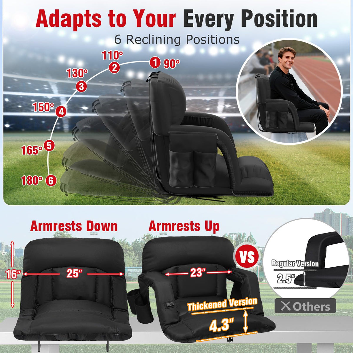 Heated Stadium Seats with Back Support 2 Pack I7873