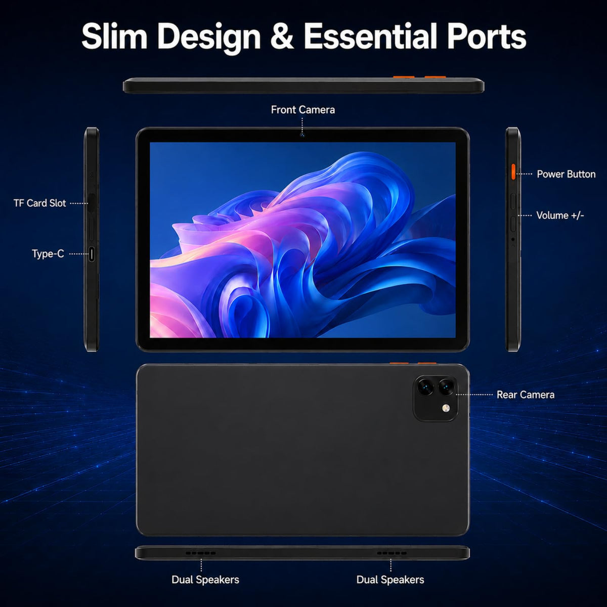 Android 15 Tablet, Octa-core 12GB RAM + 64GB + 64GB Card W63028