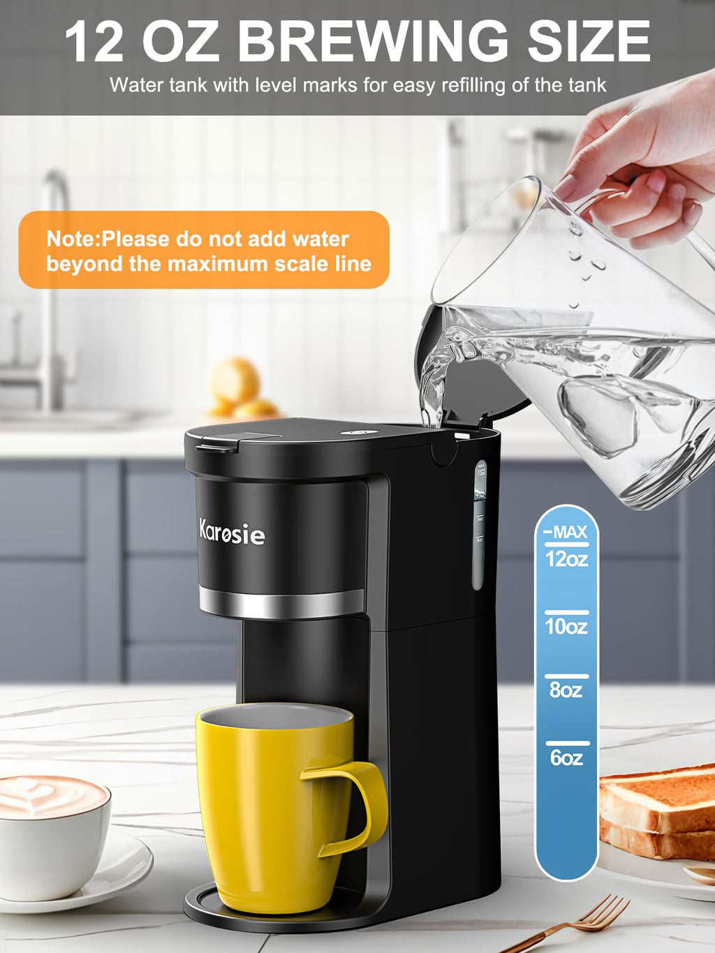 Single Serve Coffee Maker, 6-12 Oz, Black M689