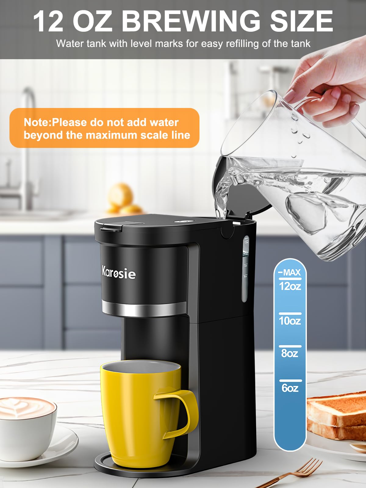 Single Serve Coffee Maker, 6-12 Oz, Black M689