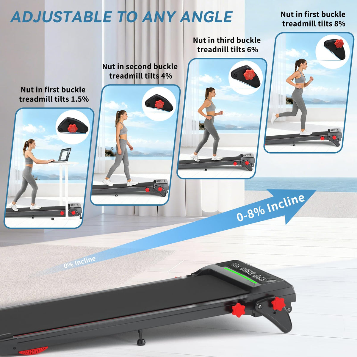 Foldable Treadmill with Incline and Handle Bar U8000