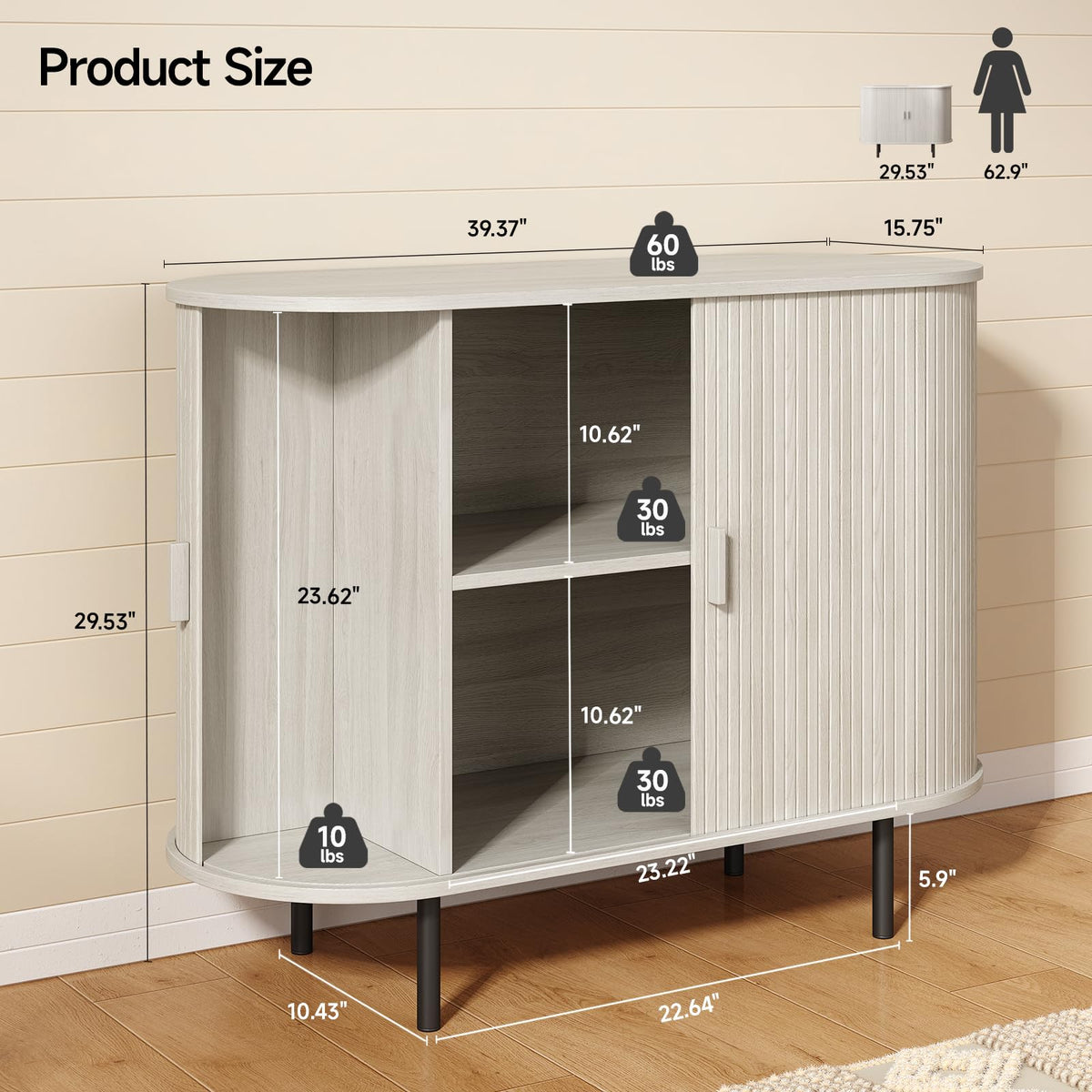 40" Sideboard Buffet Cabinet with Sliding Door X80019