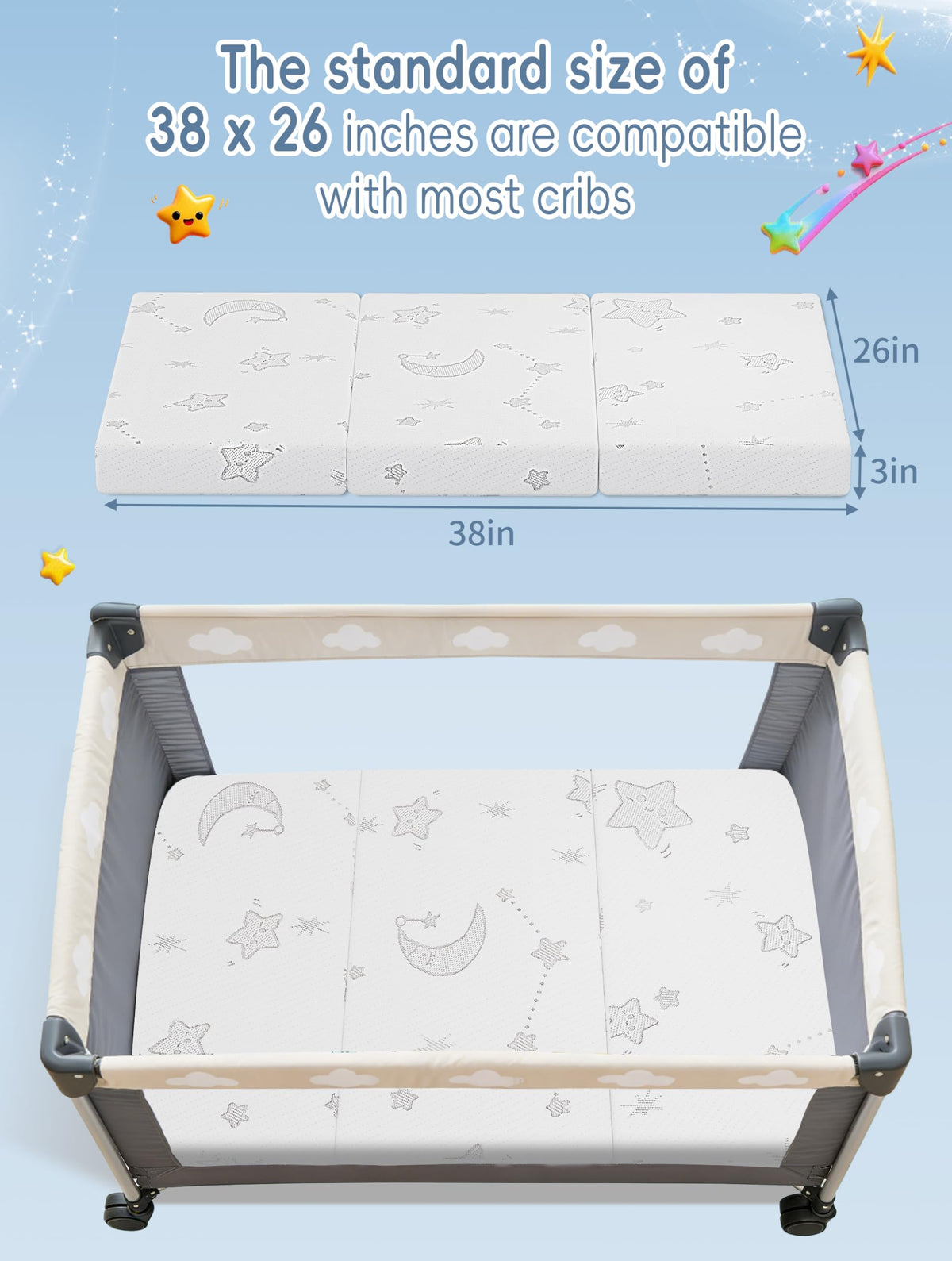 Portable Pack and Play Mattress with Washable Cover H993