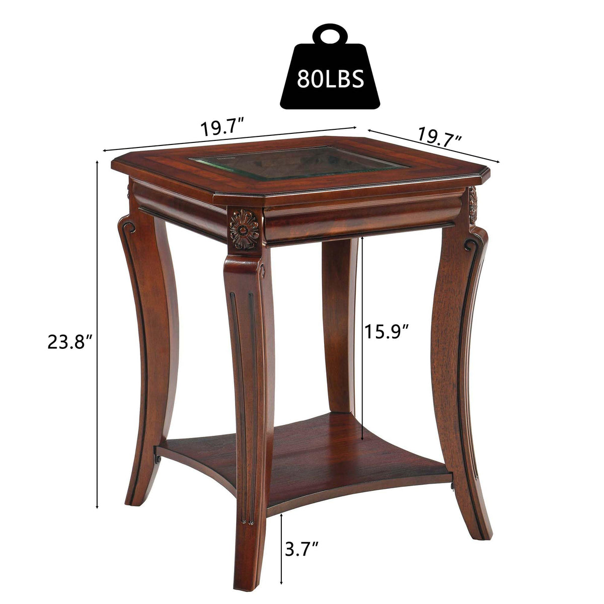 Set of 2 Solid Wood End Table U780