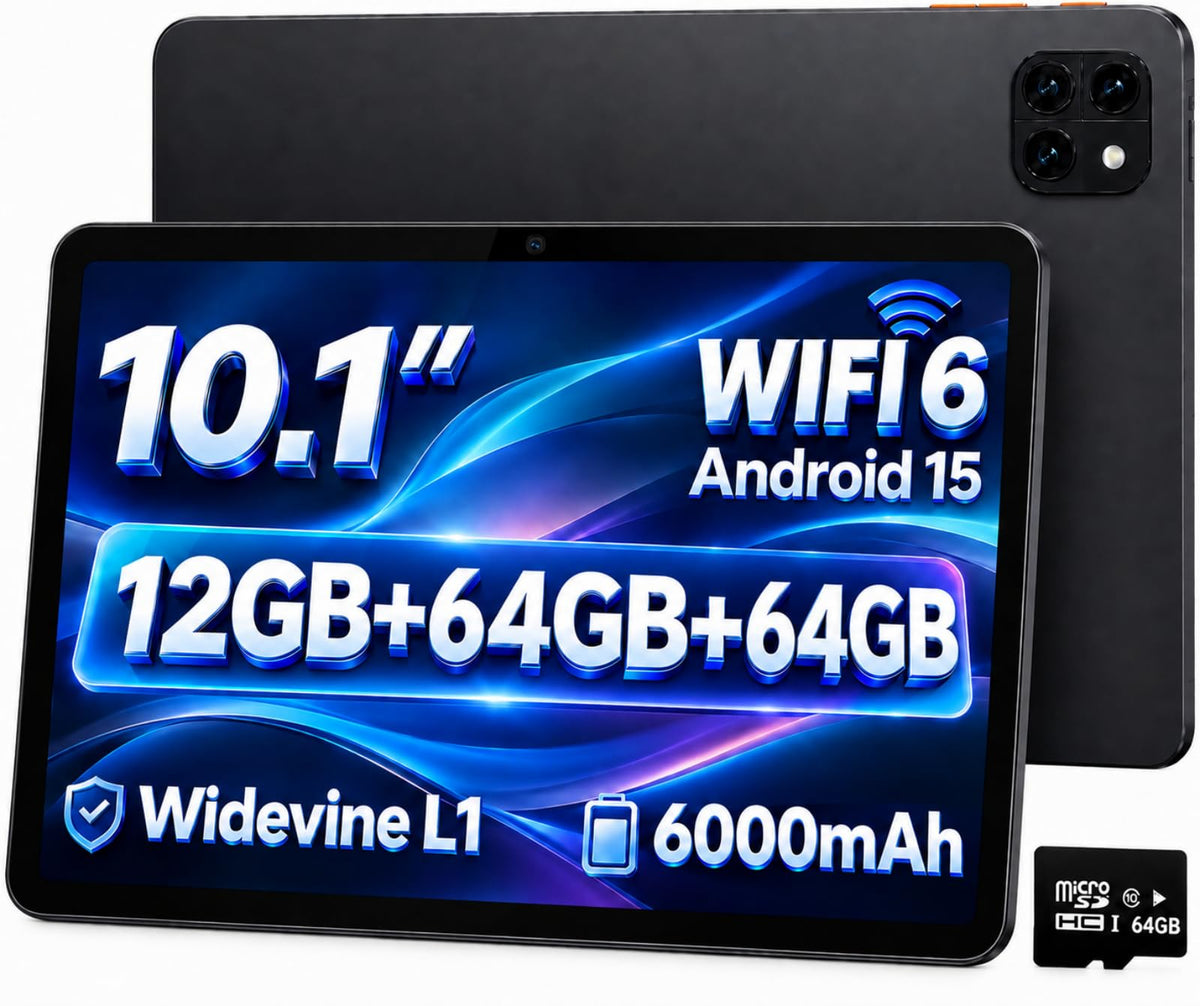 Android 15 Tablet, Octa-core 12GB RAM + 64GB + 64GB Card W63028