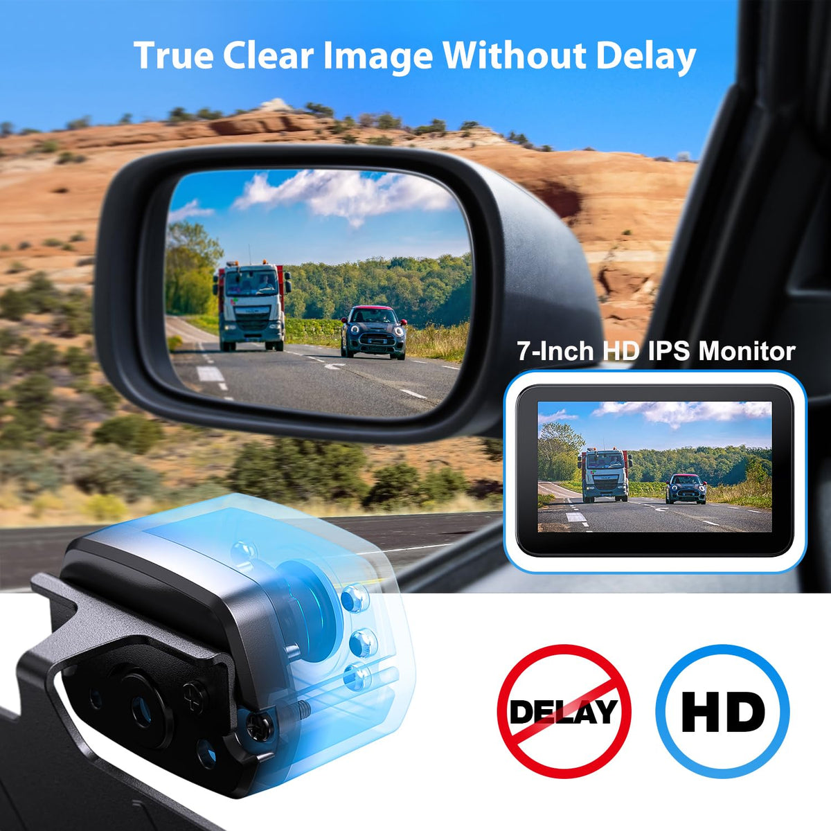 Wired License Plate Backup Camera with 7" Monitor W235