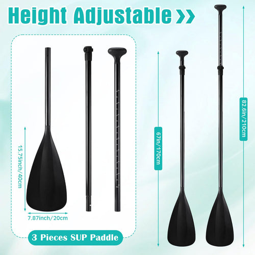 3 Pieces Paddle Board Paddle with Leash Detachable Aluminum Alloy Shaft E10501