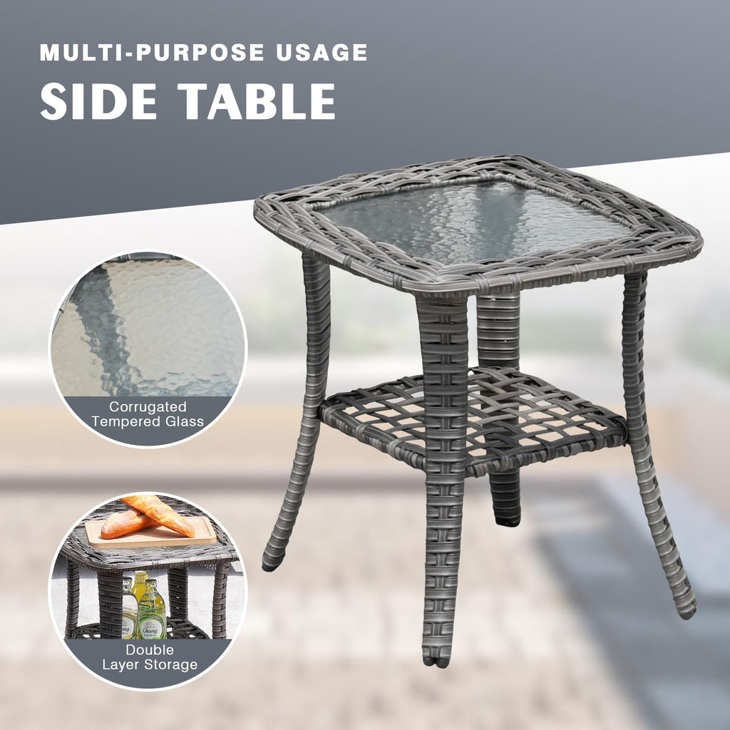 6 Piece Wicker Patio Furniture Set with Fire Pit Table Q42233
