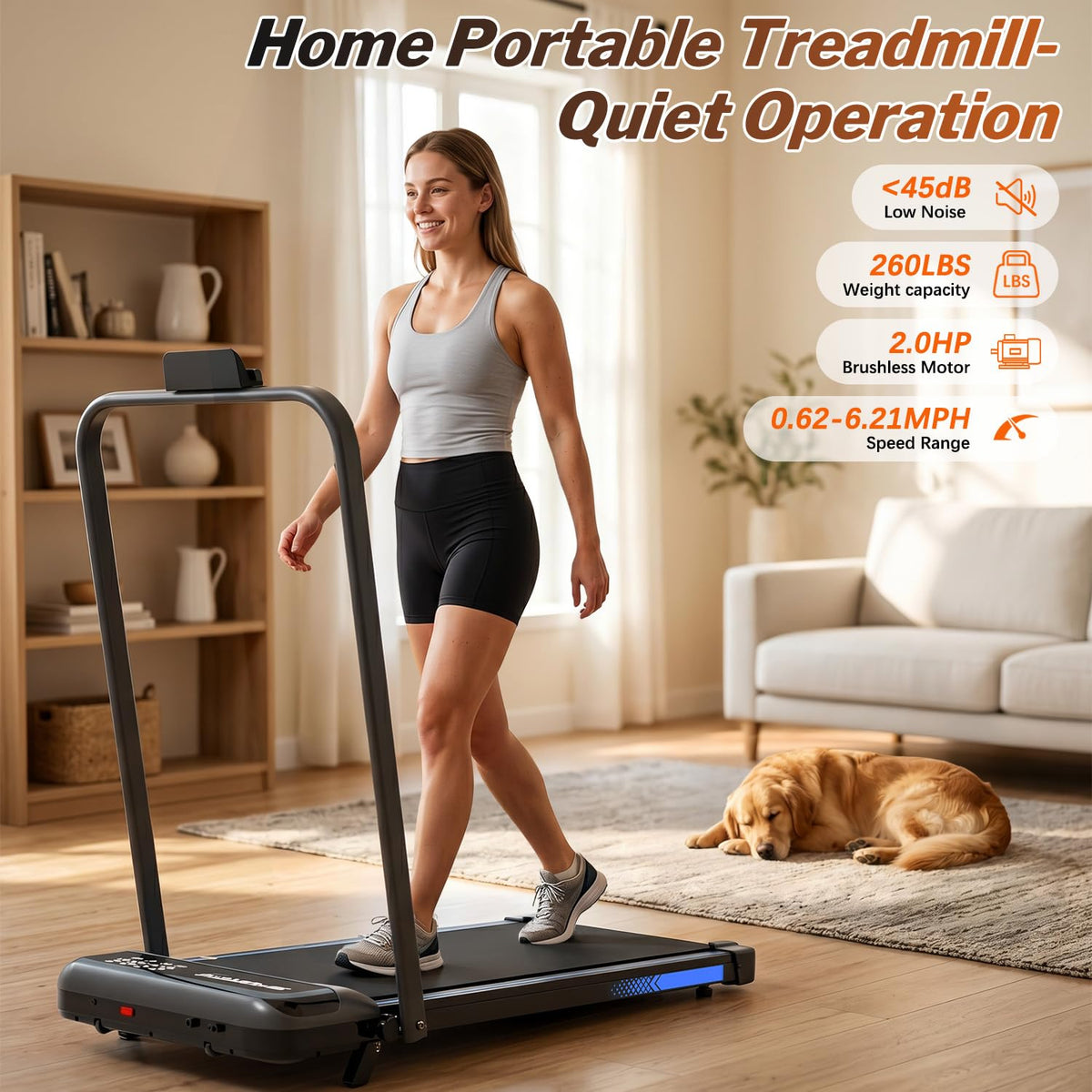 Foldable 3 in 1 Treadmill with Handle Bar and Incline Q3956