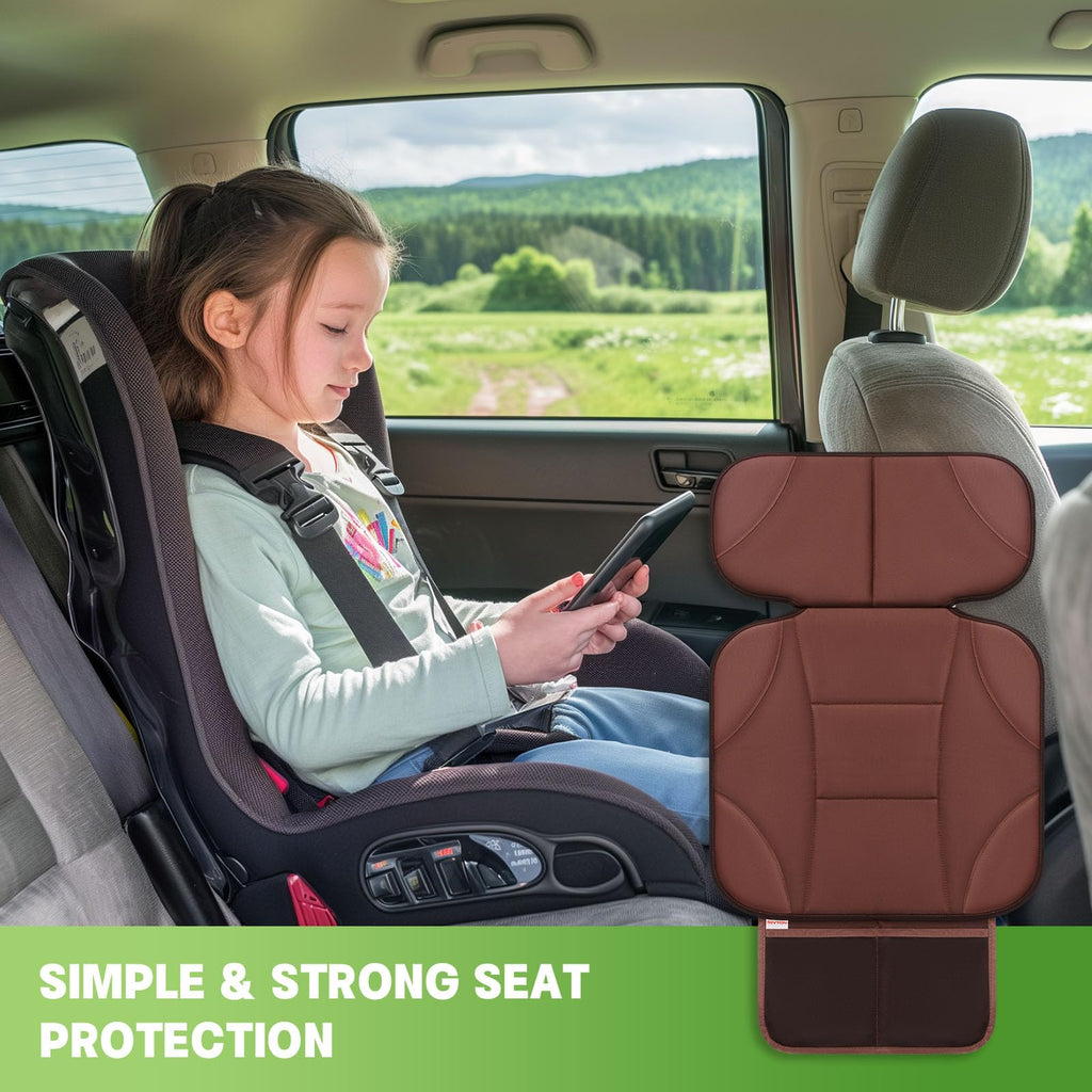 Car Seat Protector with 2 Storage Pockets, Black Y58518