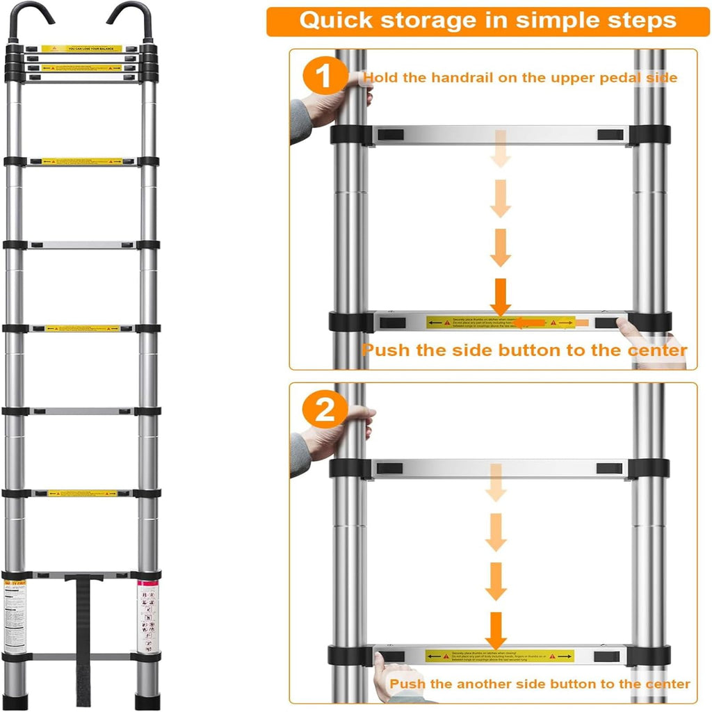 10.5ft Aluminum Telescoping Ladder 330 lbs Capacity M157
