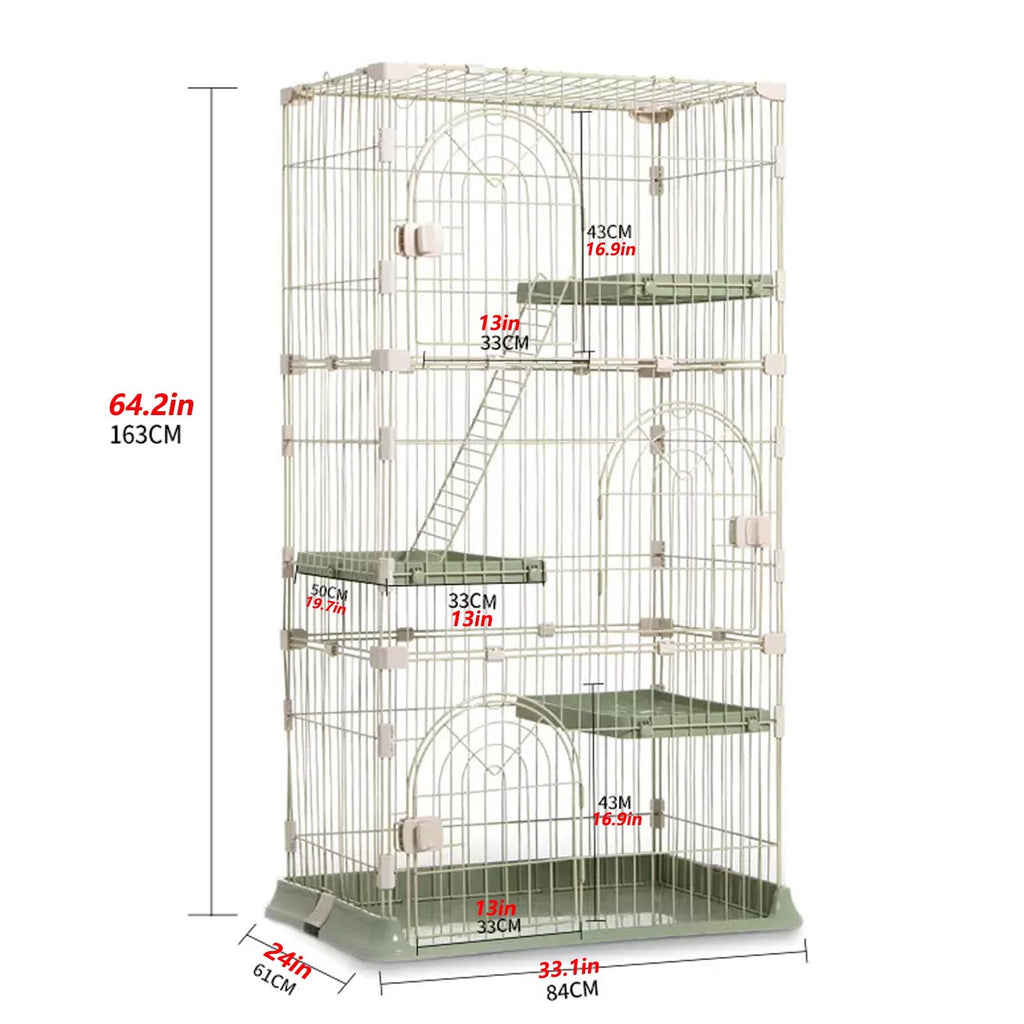 3/4-Tier Wire Cat Cage Playpen Kennel with Hammock F9380