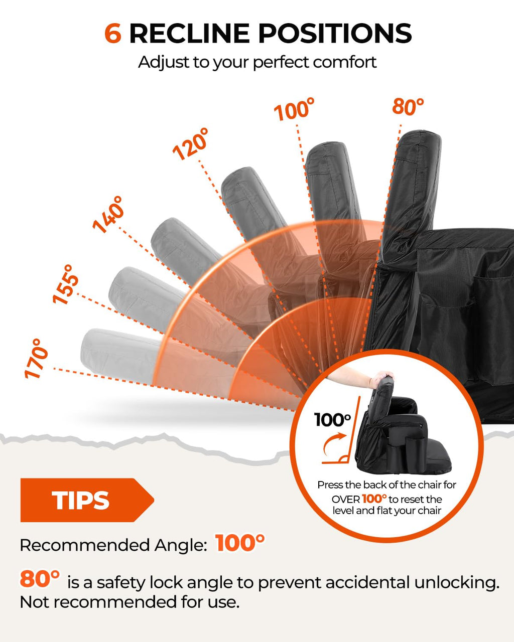 Stadium Seats with Back Support 2.5'' Thick Cushion 6 Adjustable Angle Bleacher Seat with Armrest W154