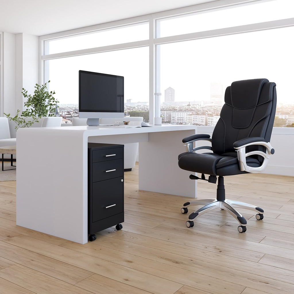 Black 3 Drawer Letter Size File Cabinet U384