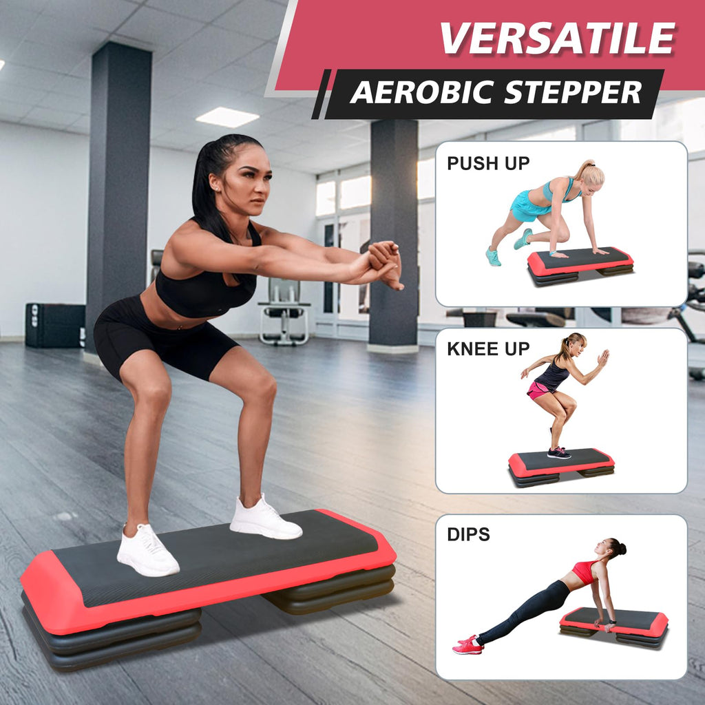 43'' Adjustable Aerobic Exercise Step Platform with 4 Stackable Risers H459