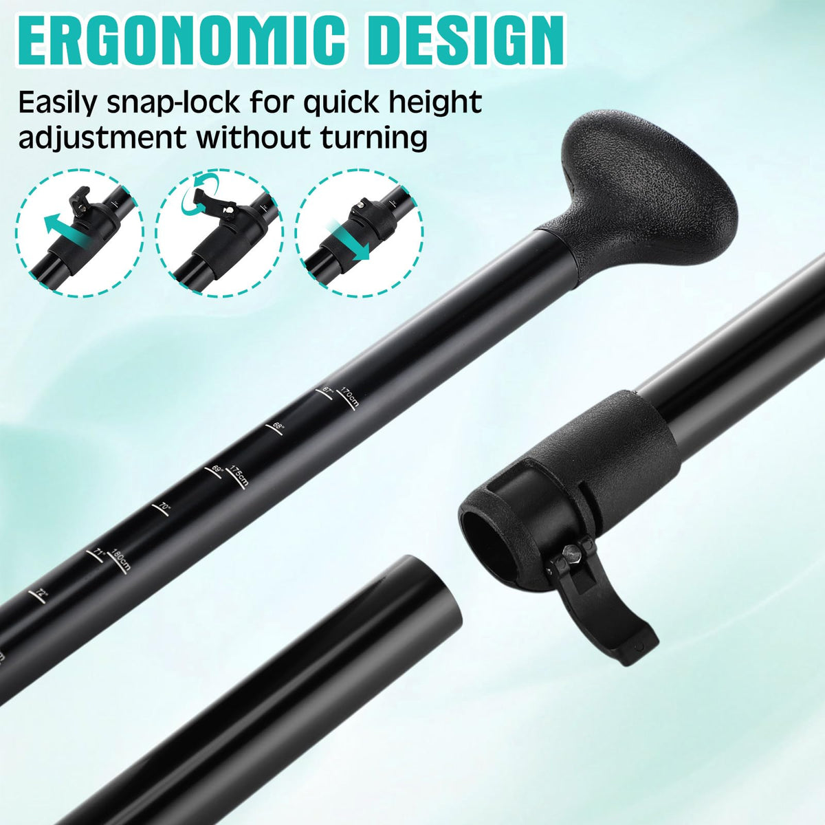 3 Pieces Paddle Board Paddle with Leash Detachable Aluminum Alloy Shaft E10501