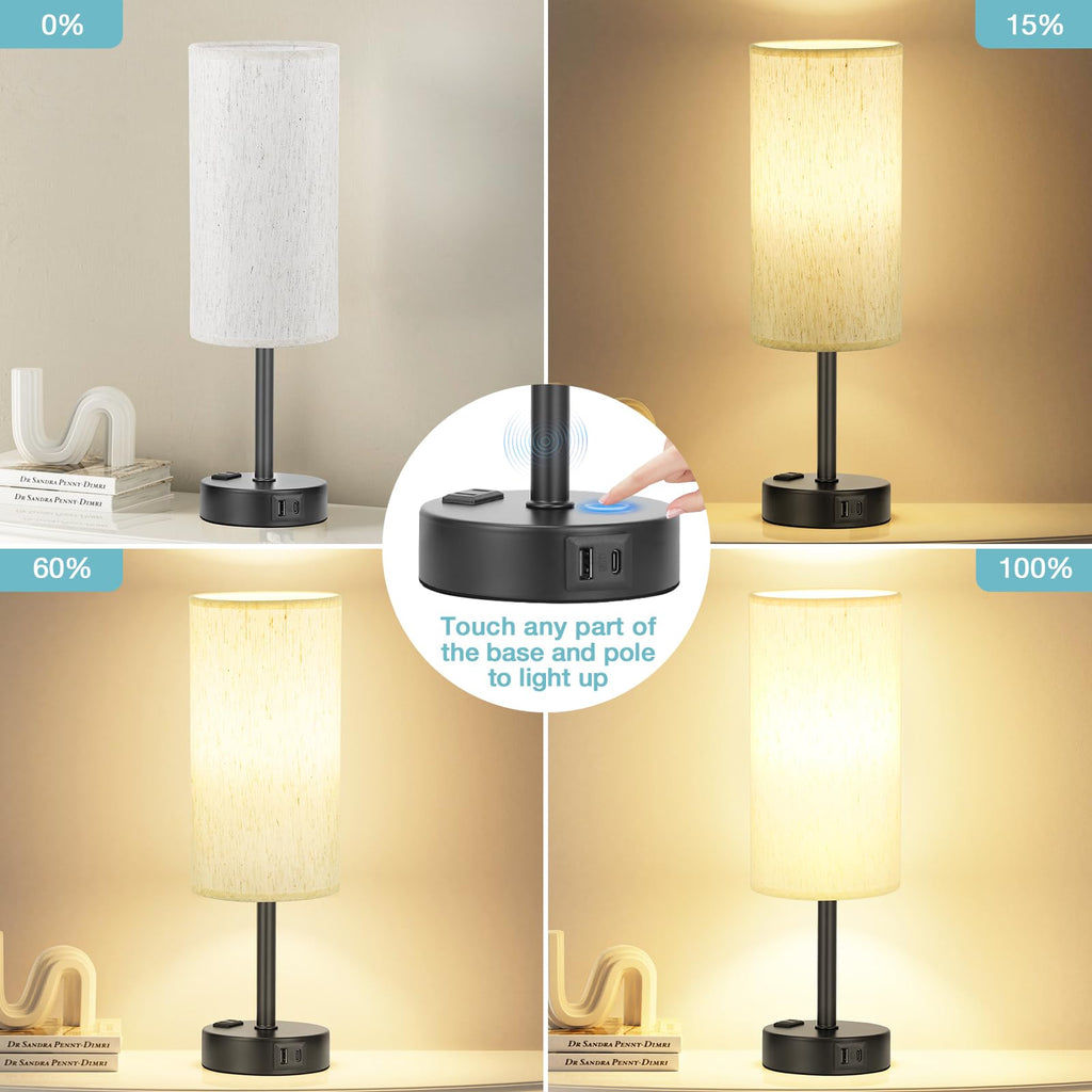 Turquoise Dimmable Touch Bedside Table Lamp H650
