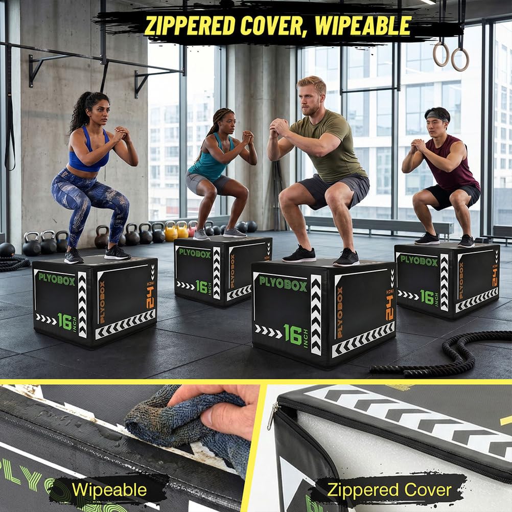 3-in-1 Foam Plyometric Jump Box, 16/20/24 Inch Z46925