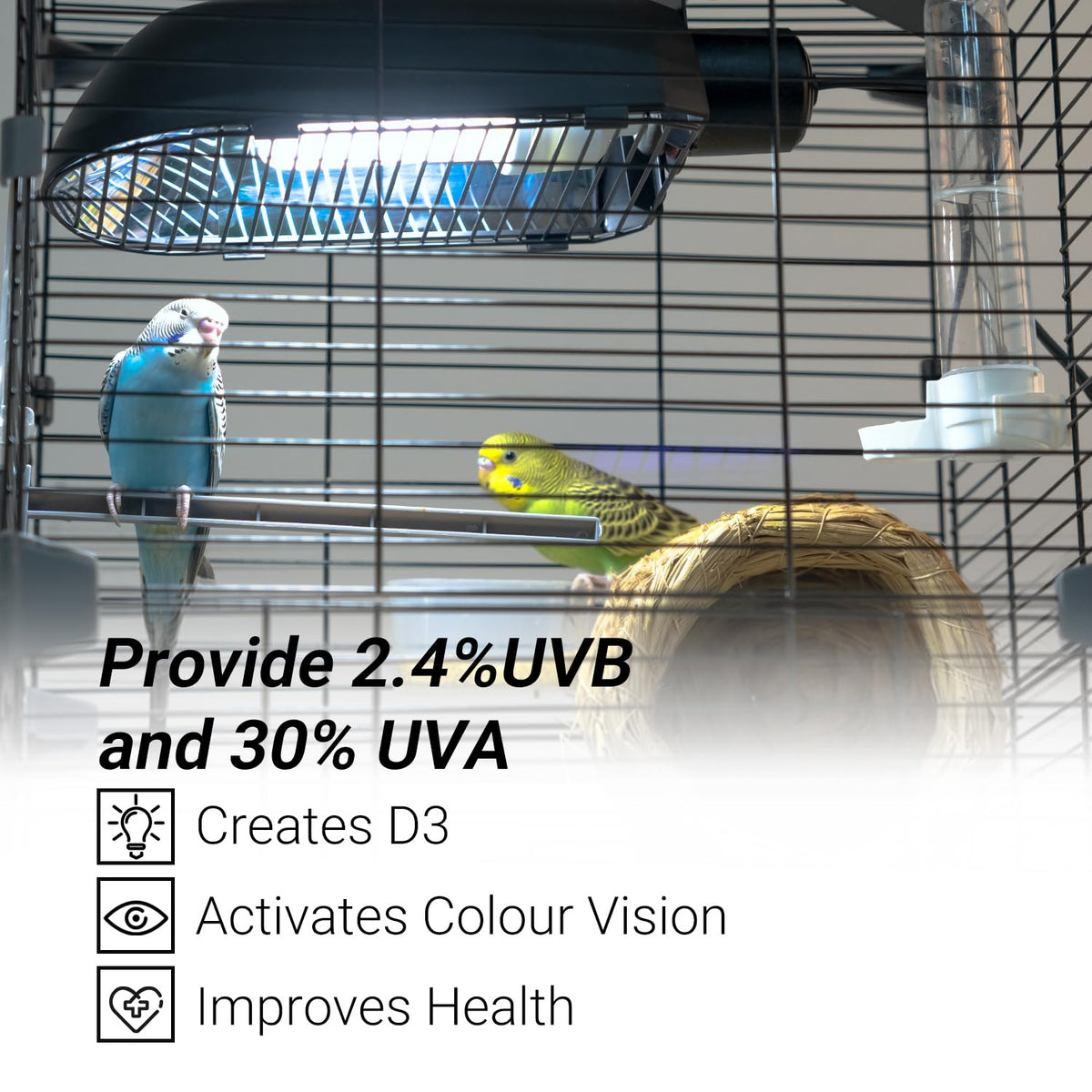 Bird Cage Light Fixture Combo Kit, 2.4% UVB UVA 20W Compact Fluorescent Bulb N45109