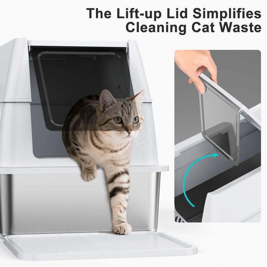 XL Stainless Steel Litter Box with Lid D95869