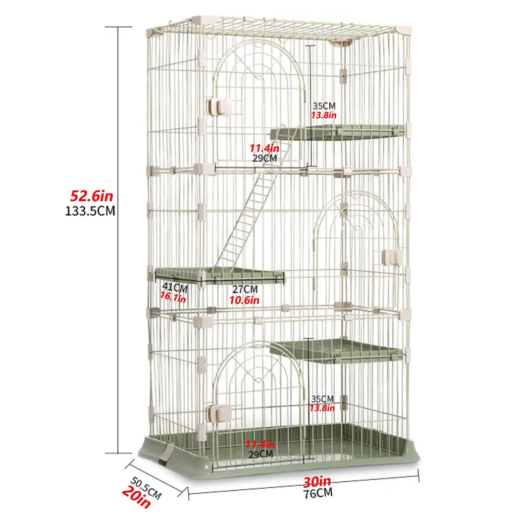 3/4-Tier Wire Cat Cage Playpen Kennel with Hammock H107