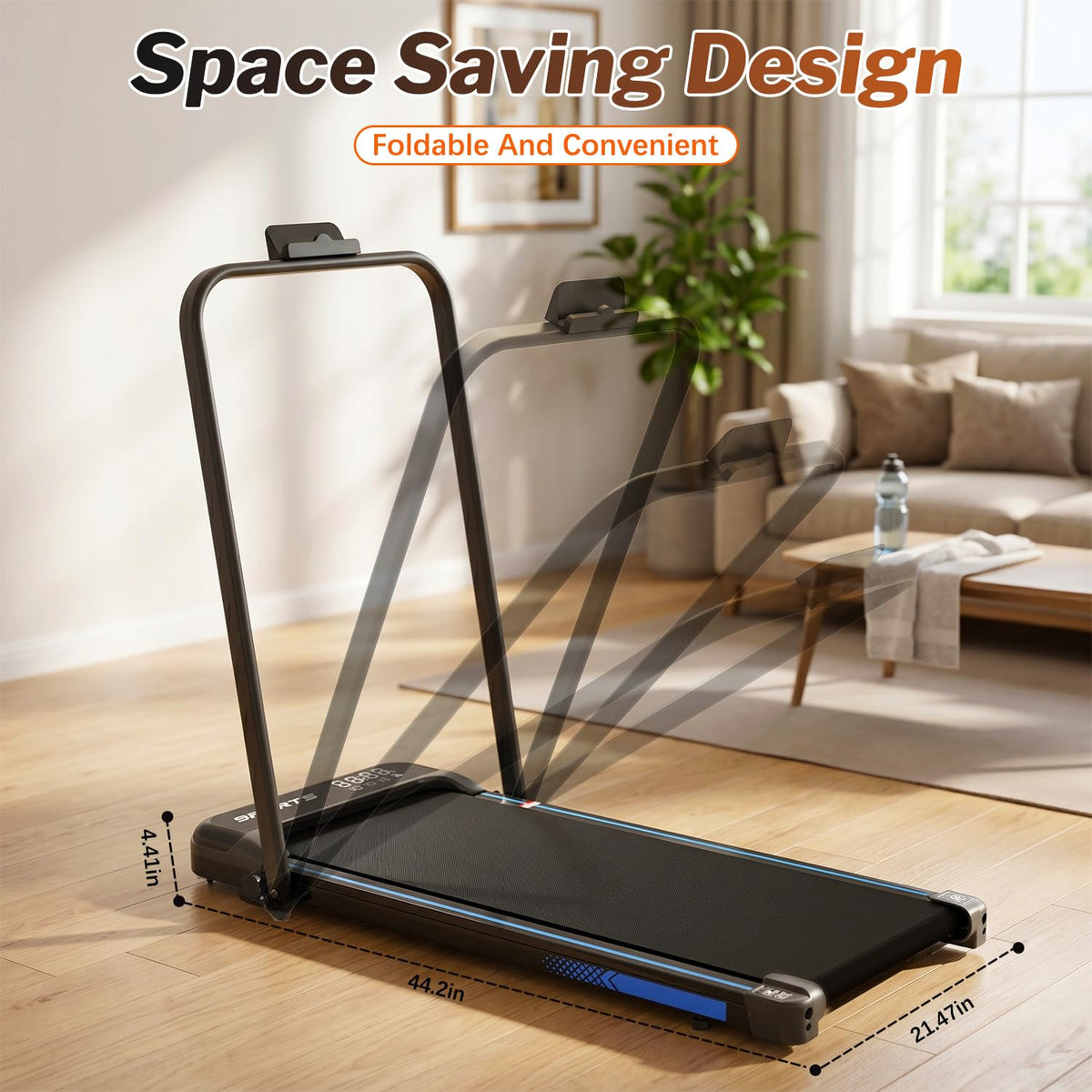 Foldable 3 in 1 Treadmill with Handle Bar and Incline Q3956