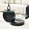 35" Round Glass Coffee Table with Storage Y870701