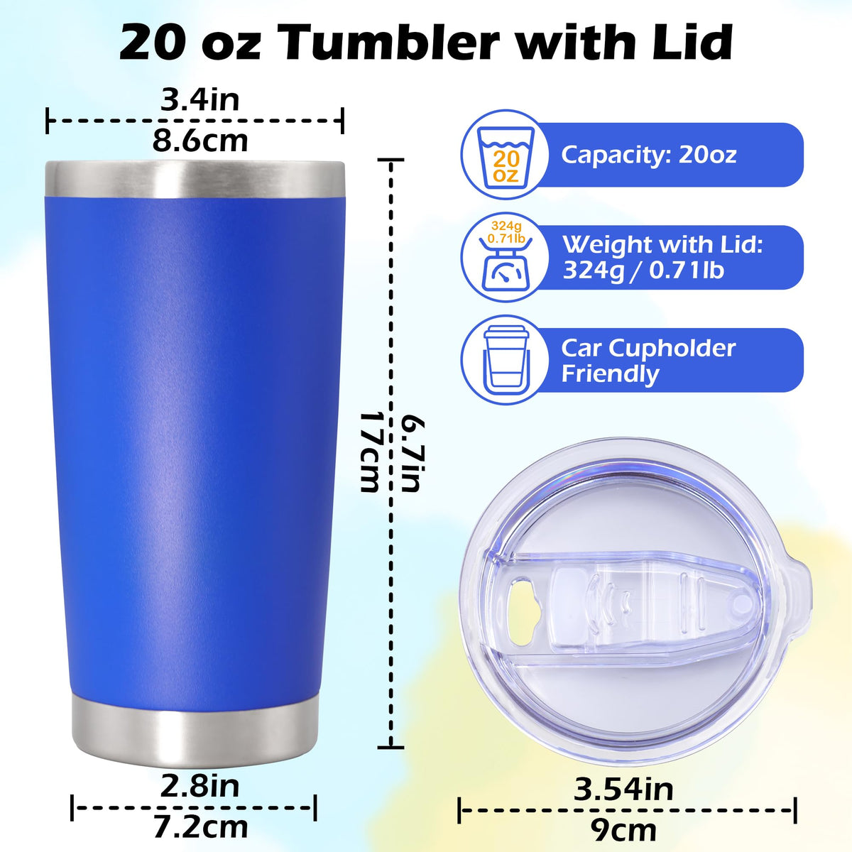 20oz Insulated Tumbler with Lid Dark Blue T364358