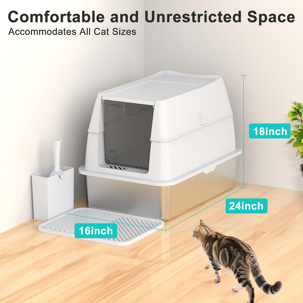 XL Stainless Steel Litter Box with Lid D95869