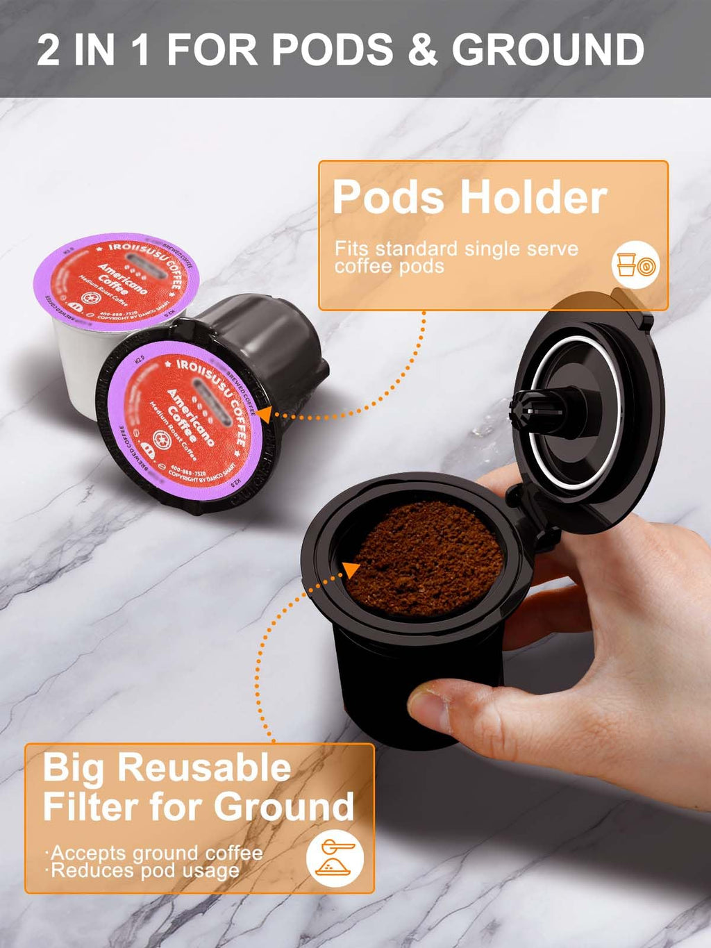 Single Serve Coffee Maker, 6-12 Oz, Black M689