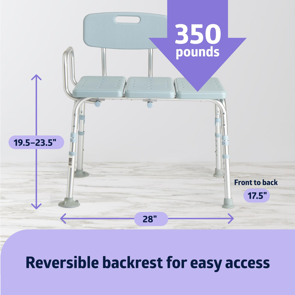 Light Blue Adjustable Tub Transfer Bench and Shower Chair 350 lb. Weight Capacity I225495