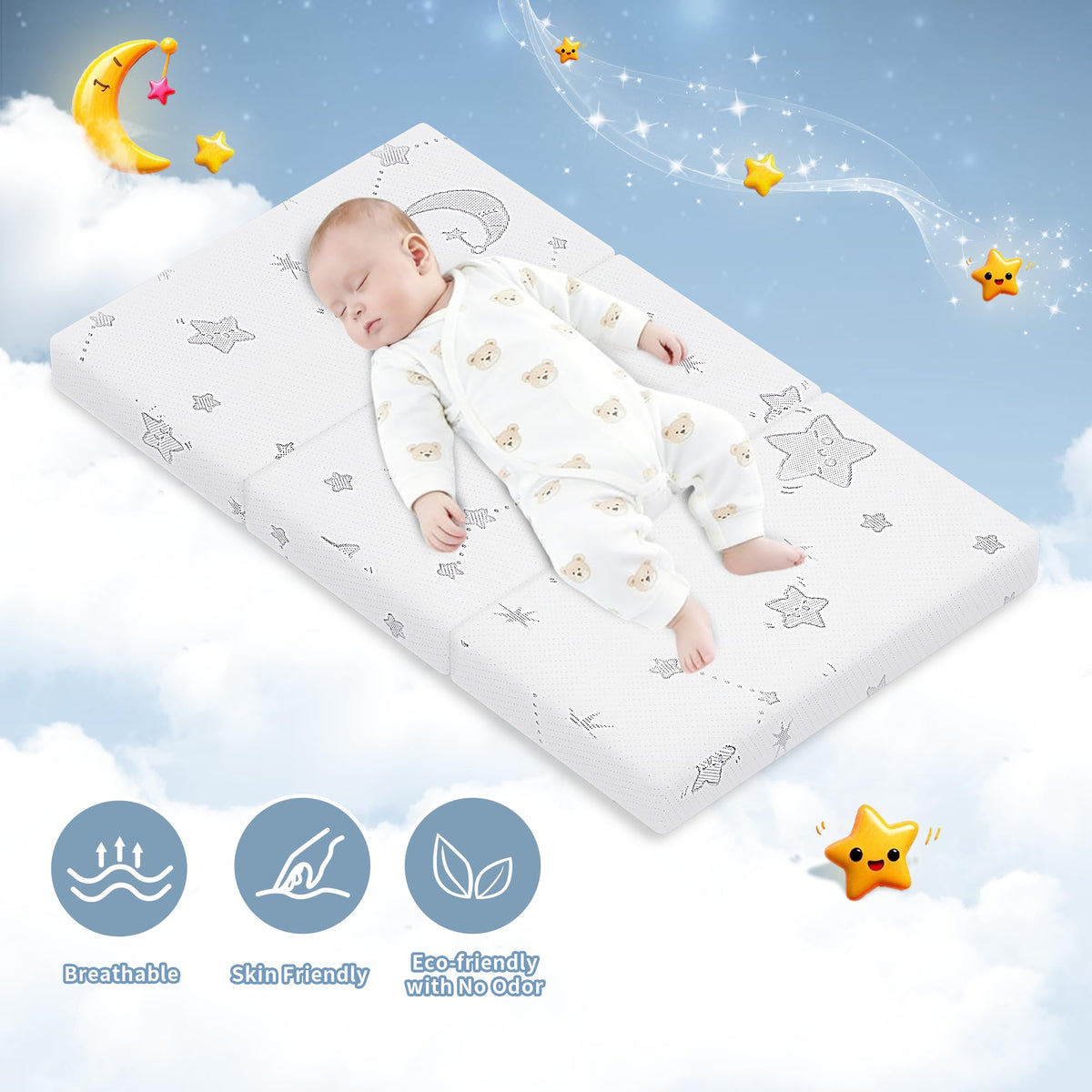 Portable Pack and Play Mattress with Washable Cover H993