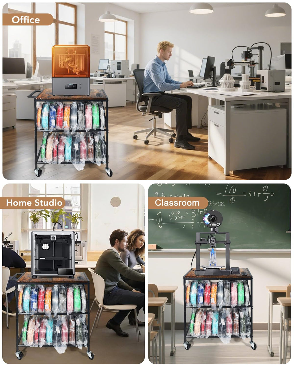 Heavy Duty Rolling 3D Printer Stand with Filament Storage I2848