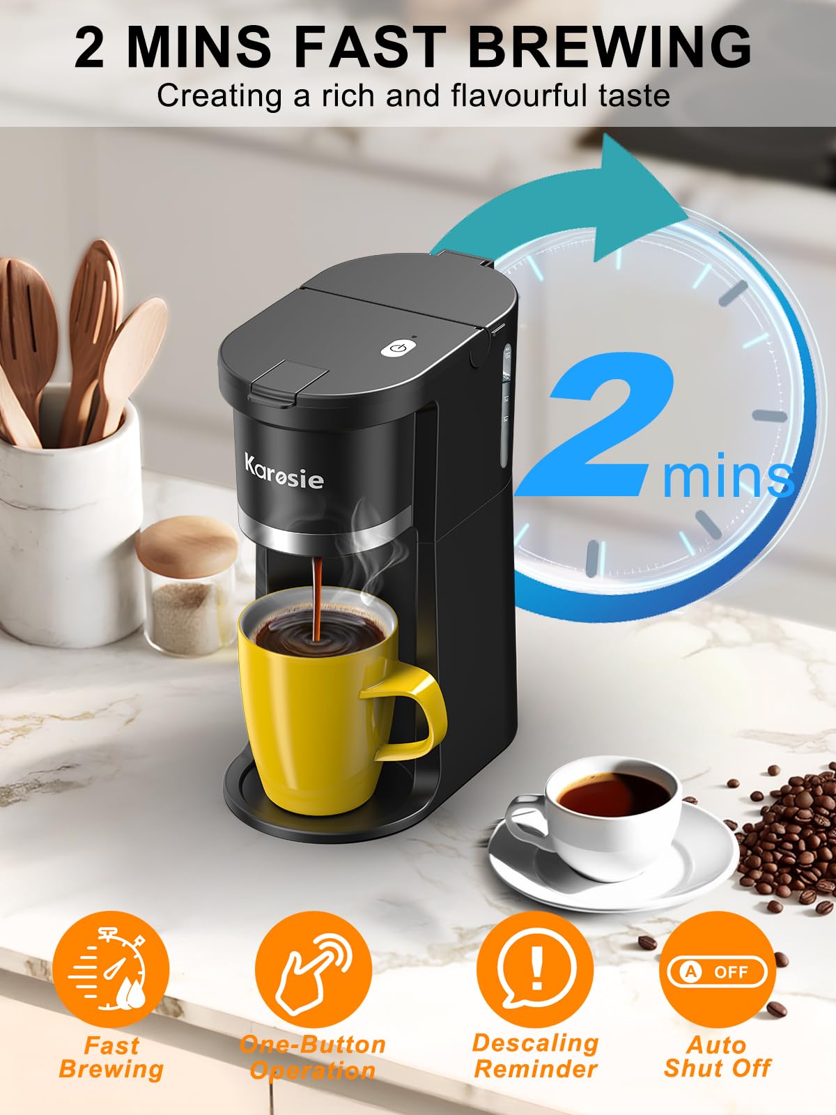 Single Serve Coffee Maker, 6-12 Oz, Black M689