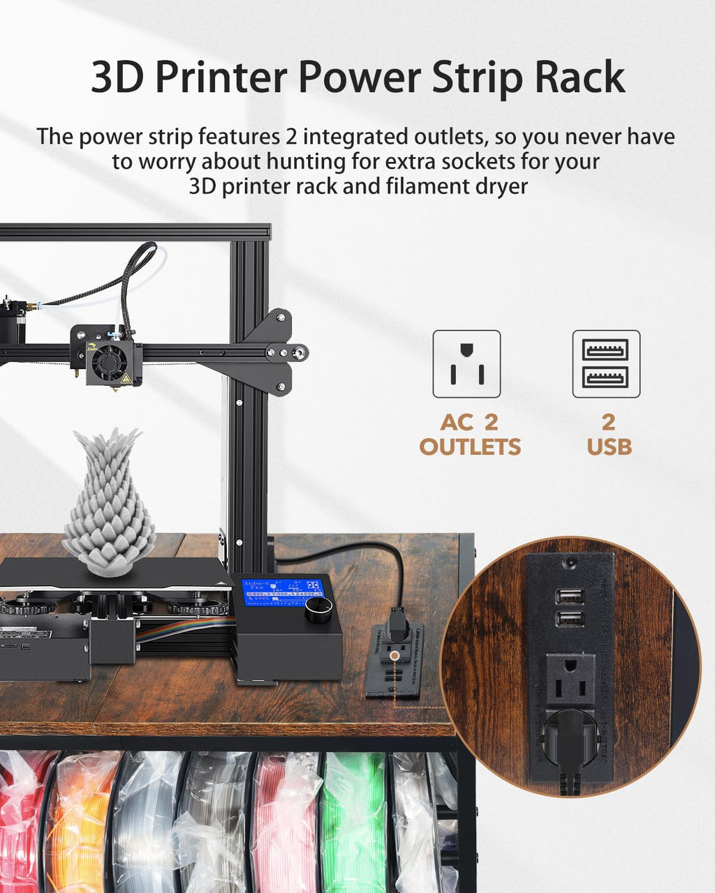 Heavy Duty Rolling 3D Printer Stand with Filament Storage I2848
