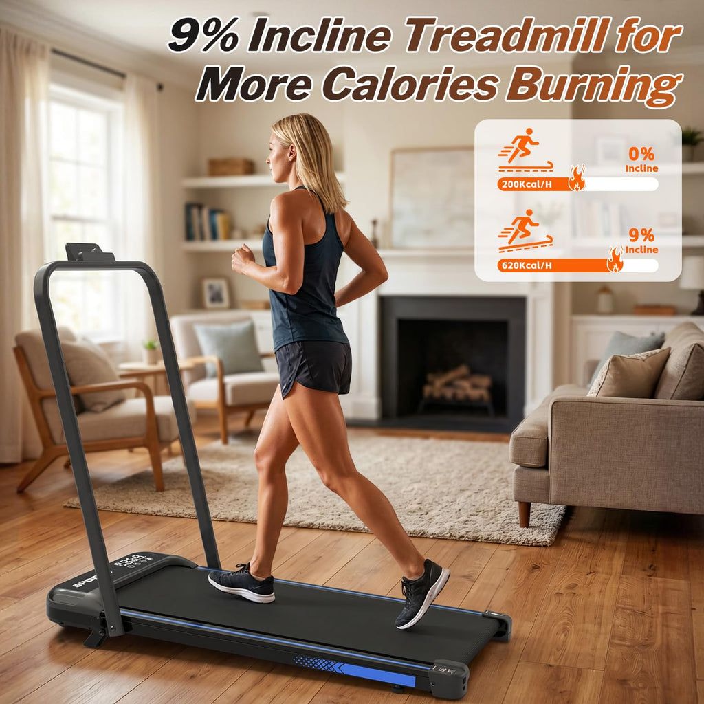 Foldable 3 in 1 Treadmill with Handle Bar and Incline Q3956