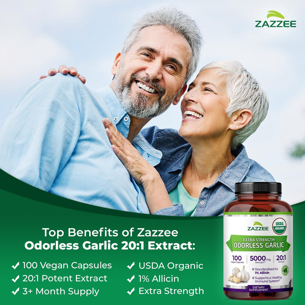 USDA Organic Odorless Garlic 20:1 Extract 100 Capsules R818377
